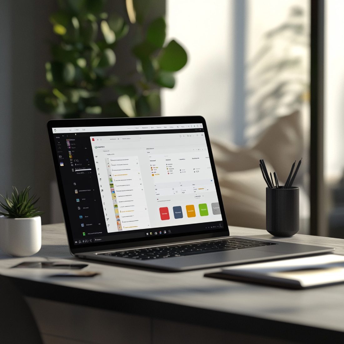 Financial reporting dashboard on a laptop